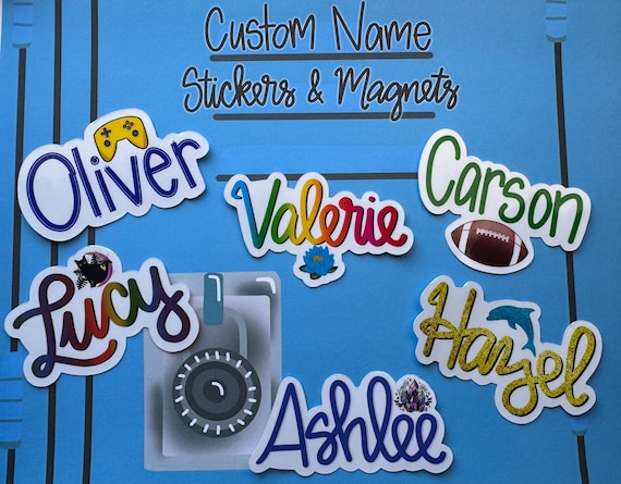 Custom Name Sticker or Magnet | Laptop Sticker | WaterBottle Sticker | Personalized Label | Helmet Sticker| Label | Gift for Child | Locker