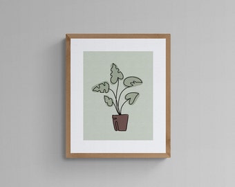 Monstera Line Art | Boho Wall Art DIGITAL DOWNLOAD | Minimalist Decor | Plant Wall Art | Modern Painting Look | Print at Home Art | Gallery