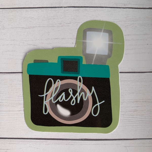 Camera Sticker or Magnet | Photographer Sticker | Laptop Sticker | Water bottle Sticker | Retro Camera | Flashy | Fridge Magnet