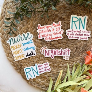 Nurse Sticker or Magnet Bundle | Laptop Stickers | Water Bottle Sticker | RN Sticker | Adenosine Sticker | Nightshift Sticker | Dark Humor