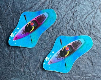 Kayak Camping Sticker or Magnet | Laptop Sticker | Water Bottle Sticker | Gift | Vacation | Campground Decor | Camper | RV Trip | Canoe Boat