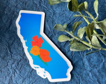 California State Flower Sticker or Magnet | Laptop WaterBottle Sticker | Golden Poppy | Locker Decor | Small Gift for Her | Cute Floral