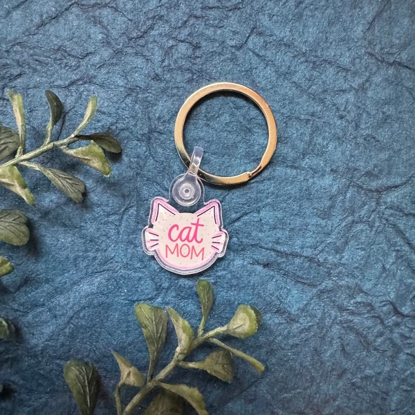 Cat Mom Acrylic Keychain | Kitty Keychain | Cute Pet Keyring | Gift for Pet Lover | International Cat Day | Adopt Don’t Shop | Mothers Day