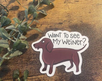 Wiener Dog Sticker or Magnet | Laptop Sticker | WaterBottle Sticker | Dog Lover | I love My Dog | Galaxy Glasses | Cartoon Puppy | Dachshund