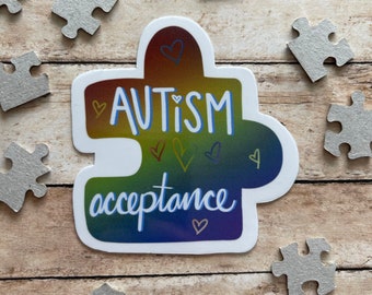 Autism Acceptance Sticker or Magnet | Laptop Sticker | Water Bottle Sticker | Autism Awareness Month Sticker | Autism Sticker | Puzzle Piece