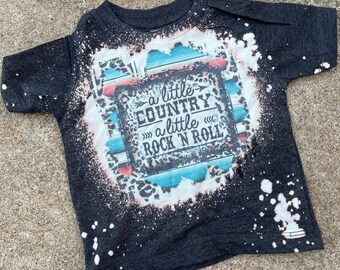 Camiseta infantil Little Country Little Rock N Roll / Camiseta de bebé estilo western / Camiseta infantil desteñida