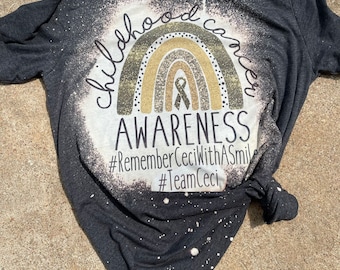 Childhood Cancer Awareness bleach distressed tee | More than 4 | In September we wear gold