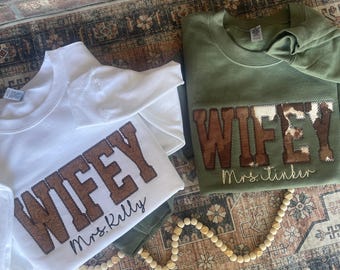 Custom Wifey Sweatshirt | Mrs. Name Crewneck | Bride Gift | Western Patch Sweatshirt | Personalized Wedding Sweatshirt | Hartley Co