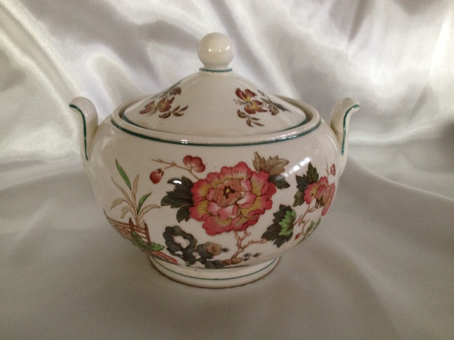 Vintage Wedgwood China Eastern Flowers Pattern Sugar Bowl Etsy