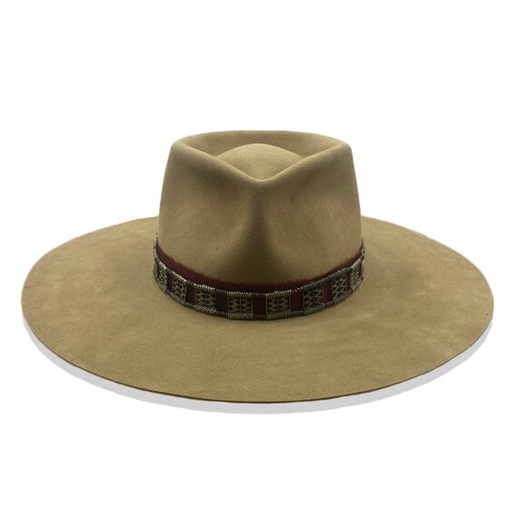 Women and Men Khaki Camel Felt Fedora Hat With Silk Band and  display picture 3