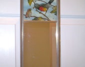 Robin and baby Mirror- framed mirror with reverse hand painted art- Momma and Baby birds on Mirror- small framed mirror for bird watcher