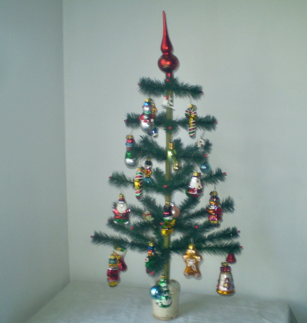 Small XMAS ORNAMENTS Vintage Blown GLASS Small Tree Ornaments for Table Top Tree Mini Tree