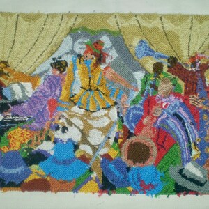 JAZZ BAND by Prince Duncan Williams- Needlepoint Jazz band picture- completed needlepoint for pillow top or frame- colorful New Orleans jazz image 9