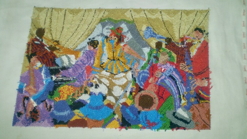 JAZZ BAND by Prince Duncan Williams- Needlepoint Jazz band picture- completed needlepoint for pillow top or frame- colorful New Orleans jazz image 9