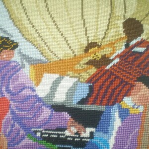 JAZZ BAND by Prince Duncan Williams- Needlepoint Jazz band picture- completed needlepoint for pillow top or frame- colorful New Orleans jazz image 4