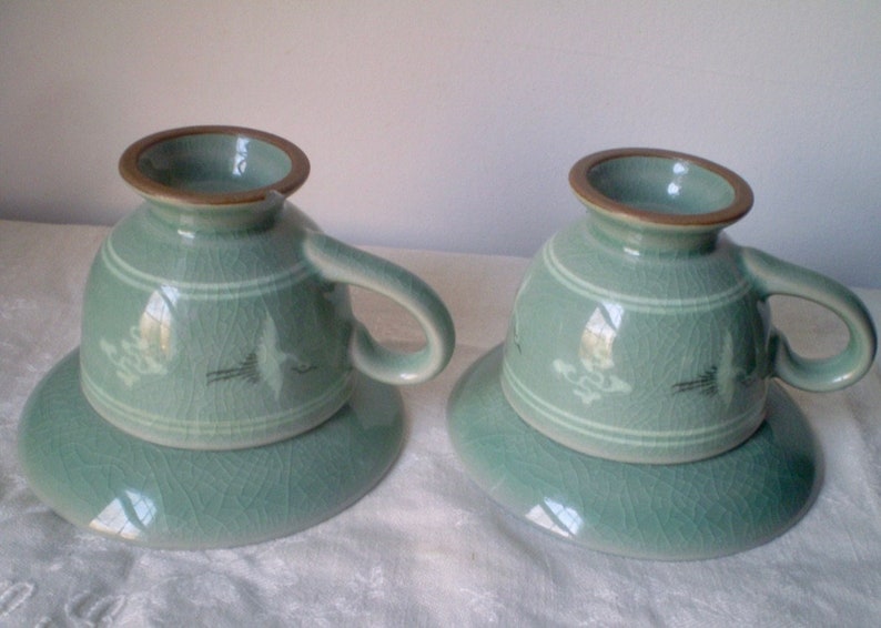 Pair of Vintage Korean Tea Cups & Saucers Korean or Japanese Etsy