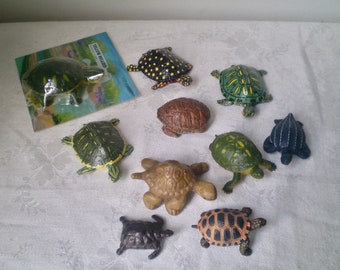 10 TURTLES for your projects or collections- Lifelike turtles for your displays and dioramas- 10 small turtles- plastic- china- cast Iron