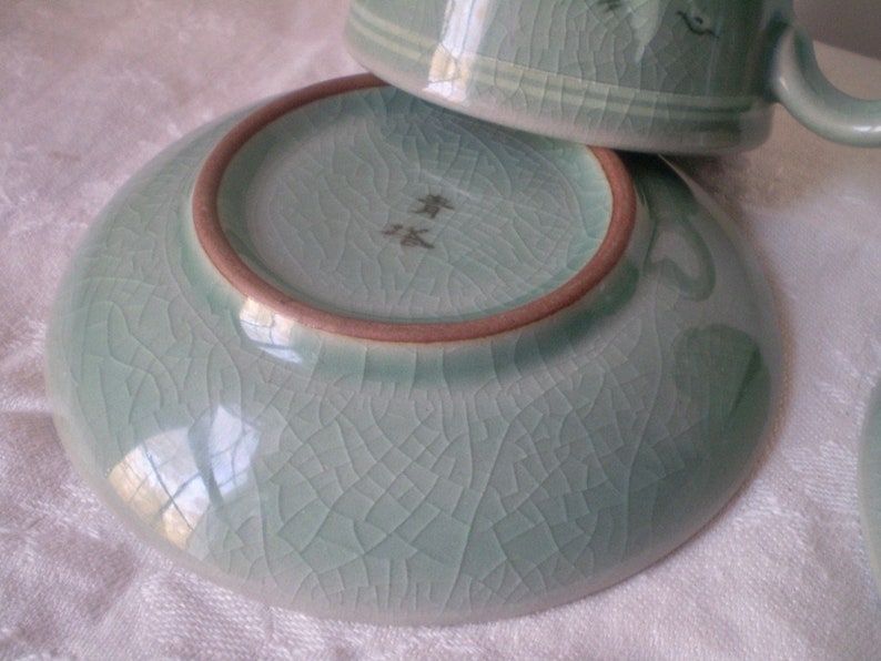 Pair of Vintage Korean Tea Cups & Saucers Korean or Japanese Etsy