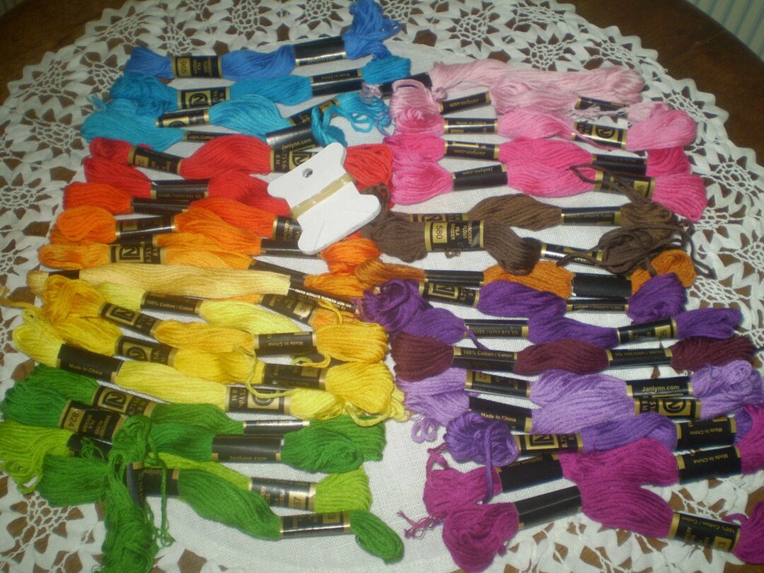 35 Embroidery Floss in Rainbow Colors Cotton Embroidery Floss Etsy