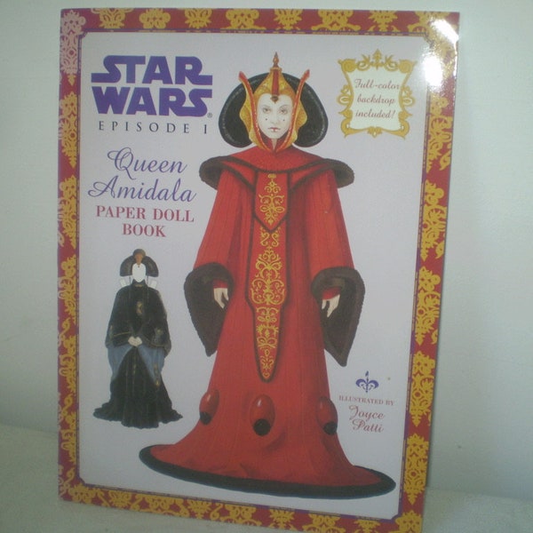 Star Wars Episode 1 Paper dolls of Queen Amidala of Naboo- 1999 New book of vintage Paper dolls- Punch n play paper dolls book and scene