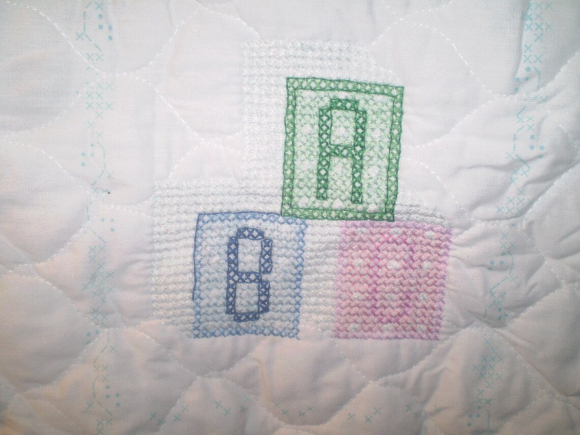 Cross stitch BABY QUILT to finish Now I lay me Down to Etsy