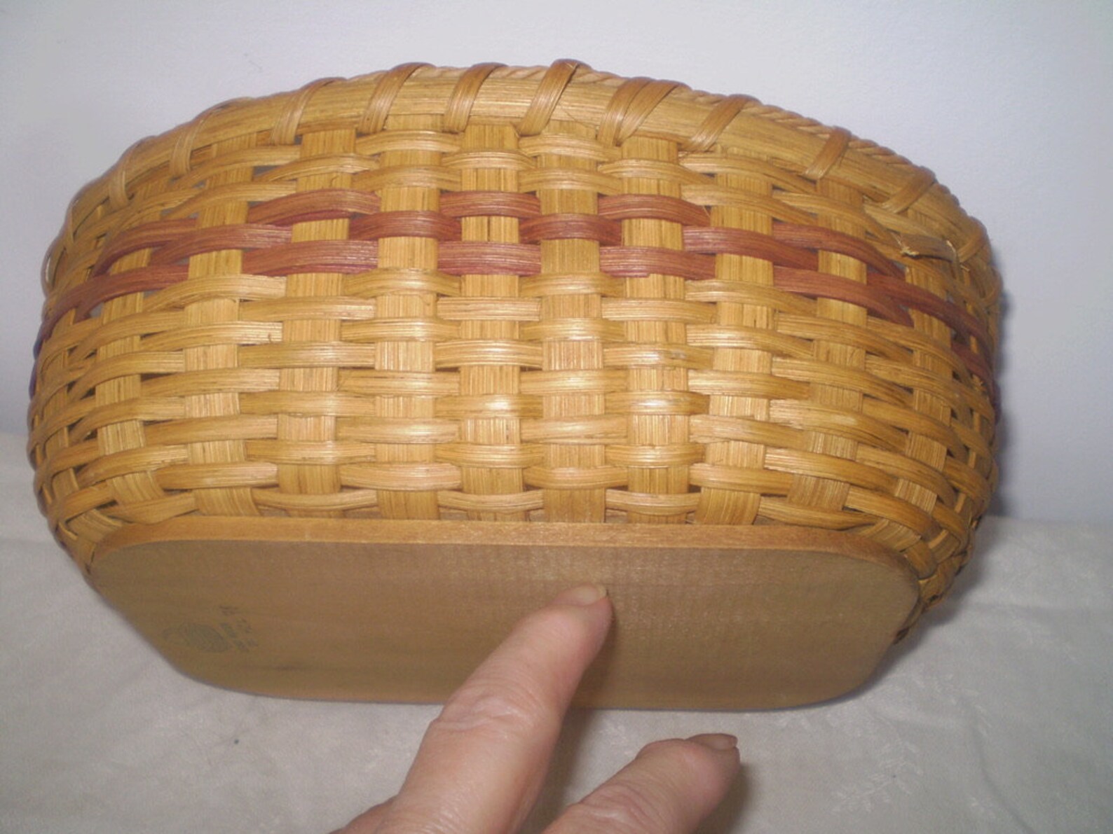 Handwoven wood bottom basket small wood handle basket Etsy