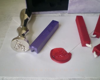 Stationery WAX SEAL KIT- envelope sealing wax & stamp kit- purple n red sealing wax n emblem seal- envelope security wax seal- Love Letters