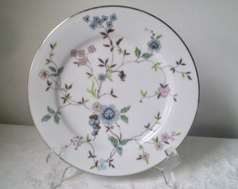 NORITAKE BILTMORE Salad Plate- floral design in pink and blue flowers on white plate- Contemporary fine China by Noritake- Sri Lanka made