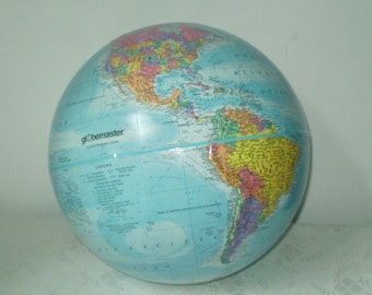 12" GLOBE- Globemaster modern relief globe with Russia and recent countries- rainbow color countries-mountains in relief globe- no base