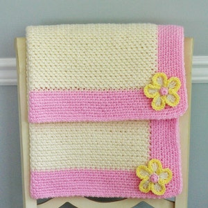 Crochet Pattern - Baby Blanket - Hat - Girls with Flower, Boys with Car, Star, Hat Sizes Small Preemie, Preemie, Baby, Toddler # 141