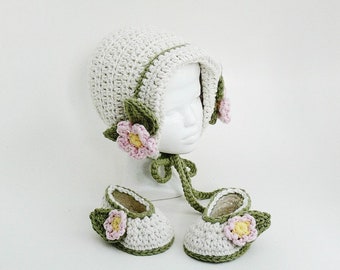 Häkelanleitung - Babymütze - Häkelmütze - Hausschuhe, Baby Booties Frühchen, Neugeborene, 3 Monate, 6 Monate, 12 Monate, Meadowvale Studio #104G