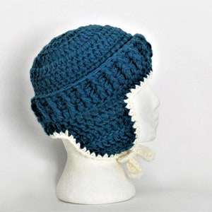 Crochet Pattern - Easy Alpine Winter Hat with Brim, with Ear Flaps, Girls, Womens Small, Medium, Large, XL, XXL, Meadowvale Studio # 390