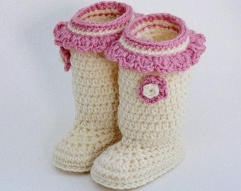 Crochet Pattern - Baby Booties - Hat with Ear Flaps - Slippers - Preemie, Newborn, Baby, 3 Month, 6 Month, 1 Year Meadowvale Studio #100G