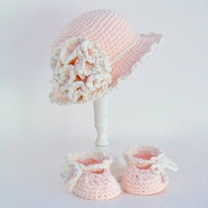Crochet Pattern - Girls Hat - Baby Hat - Sun Hat - Slippers - Booties - Shoes - Flower, Sizes Newborn, Baby, Toddler, Child #143