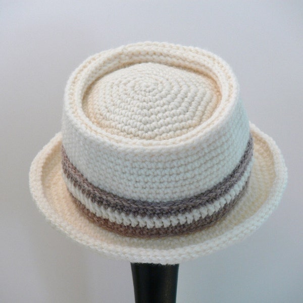 Crochet Pattern - New York Pork Pie Hat - Bébé, Tout-petit, Garçons, Filles, Ados, Femmes, Hommes, L, XL, XXL, Meadowvale Studio #125