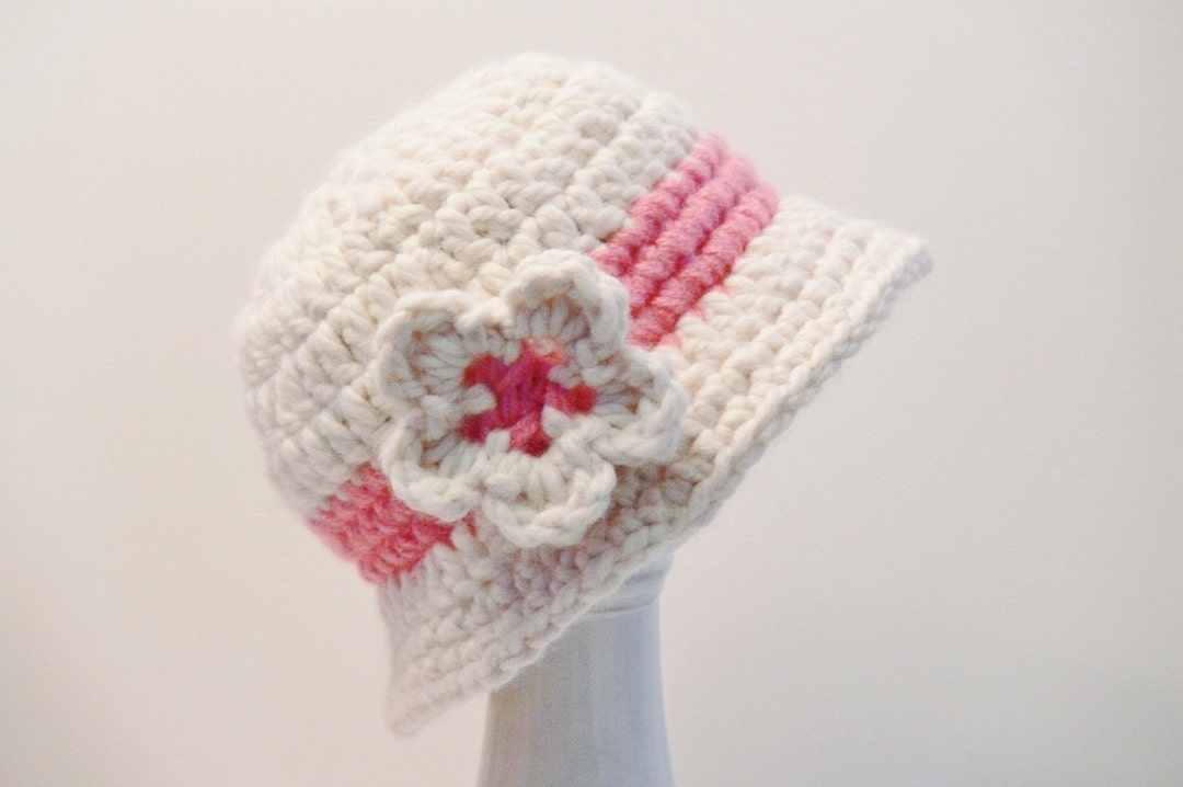 Easy Crochet Pattern Girls Hat Cloche With Brim Flower - Etsy