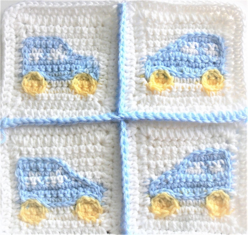 Crochet Pattern Baby Blanket Car Granny Square Baby Car Etsy