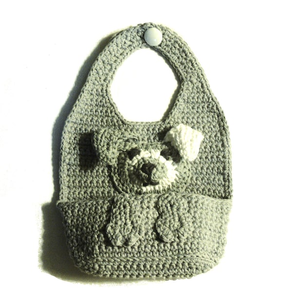 Crochet Pattern - Baby Puppy Bib with Pocket 82P