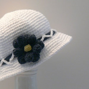 Crochet Pattern - Womens Hat - Sun Hat - Summer Hat - Flower, Brim, Sizes Baby, Toddler, Girls, Teen, Ladies, Large, Meadowvale Studio #115