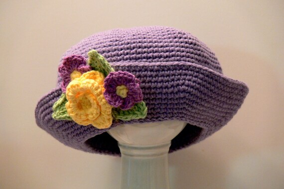 Easy Crochet Flower Hat Free Crochet Pattern Violet Crochet Flower Hat main image 2