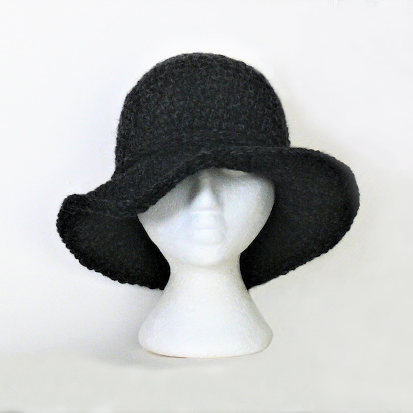 Crochet Pattern -  Wide Brim Winter Hat, Easy, Stiff Brim, No Wire, Girl's, Womens, Small, Medium, Large, X L, XXL, Meadowvale Studio # 88