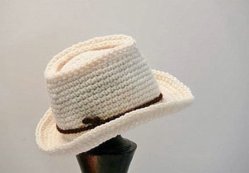 Crochet Pattern Fedora Hat Summer Winter, Stiff Brim, Newborn, Baby, Toddler, Boys, Teen, Men's M, L, XL, XXL Meadowvale Studio 110 image 4