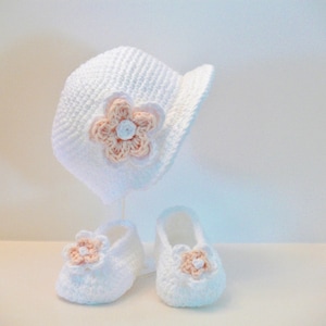 Crochet Pattern - Baby Hat - Slippers - Shoes - Booties- Sizes Preemie, Newborn, Baby, Toddler, Girls, Meadowvale Studio # 105W