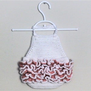 Crochet Pattern - Baby Ruffle Romper, Onesie, Halter Top, Sunsuit, Diaper Cover, DK Weight, Newborn to 24 Month, Meadowvale Studio # 252