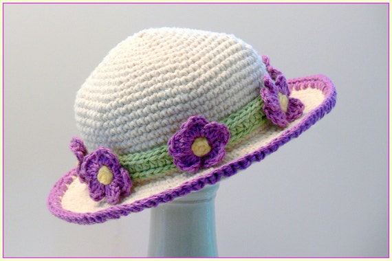 Easy Crochet Flower Hat Free Crochet Pattern Violet Crochet Flower Hat main image 1
