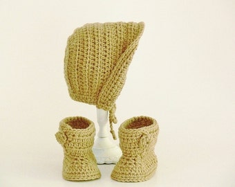 Crochet Pattern Baby Hat - Bonnet, Slippers, Booties, Easy, Boys, Girls, Preemie, Newborn, 3 Month, 6 Month, 1 Year, 2 Year #104B