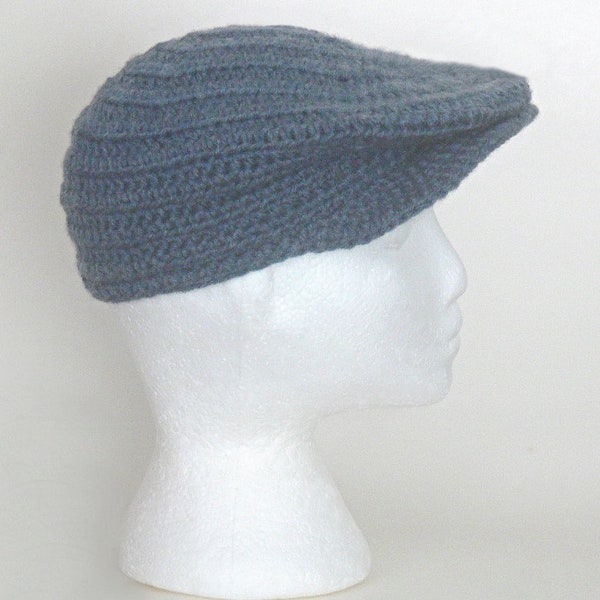 Crochet Pattern - Easy Mens Flat Cap, Golf Cap, Driving Cap, Preemie, Newborn, Baby, Toddler, Child, Teen, Men's M, Men's L, Men's XL #  220