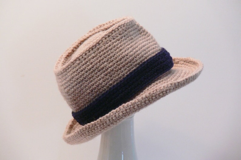 Crochet Pattern Fedora Hat Summer Winter, Stiff Brim, Newborn, Baby, Toddler, Boys, Teen, Men's M, L, XL, XXL Meadowvale Studio 110 image 1