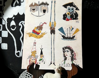 Mup pet Treasure Island Print/ Tattoo Flash Art Print 8"x10"