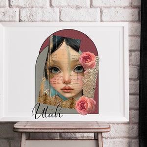 Boho Rustic Wood Floral Portraits State Of Utah Digital Design PNG | JPEG | Download File | Sublimation | Bags | T-Shirts | Pillows